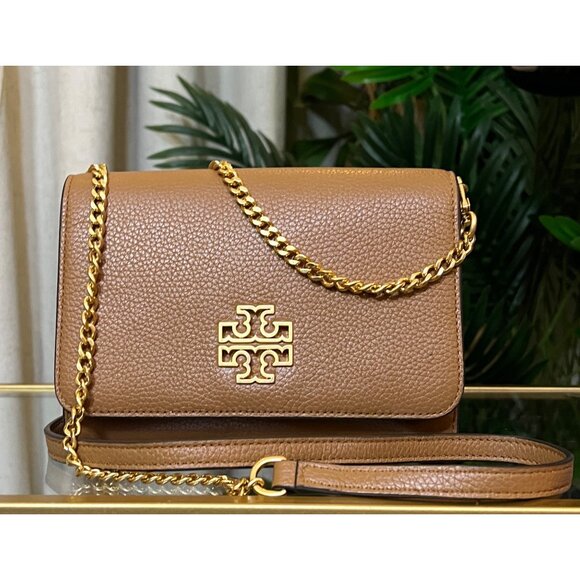 ✺✺ AUTHENTIC TORY BURCH CAMEL BROWN BRITTEN SHOULDER BAG/CROSSBODY ✺✺ - Picture 2 of 11